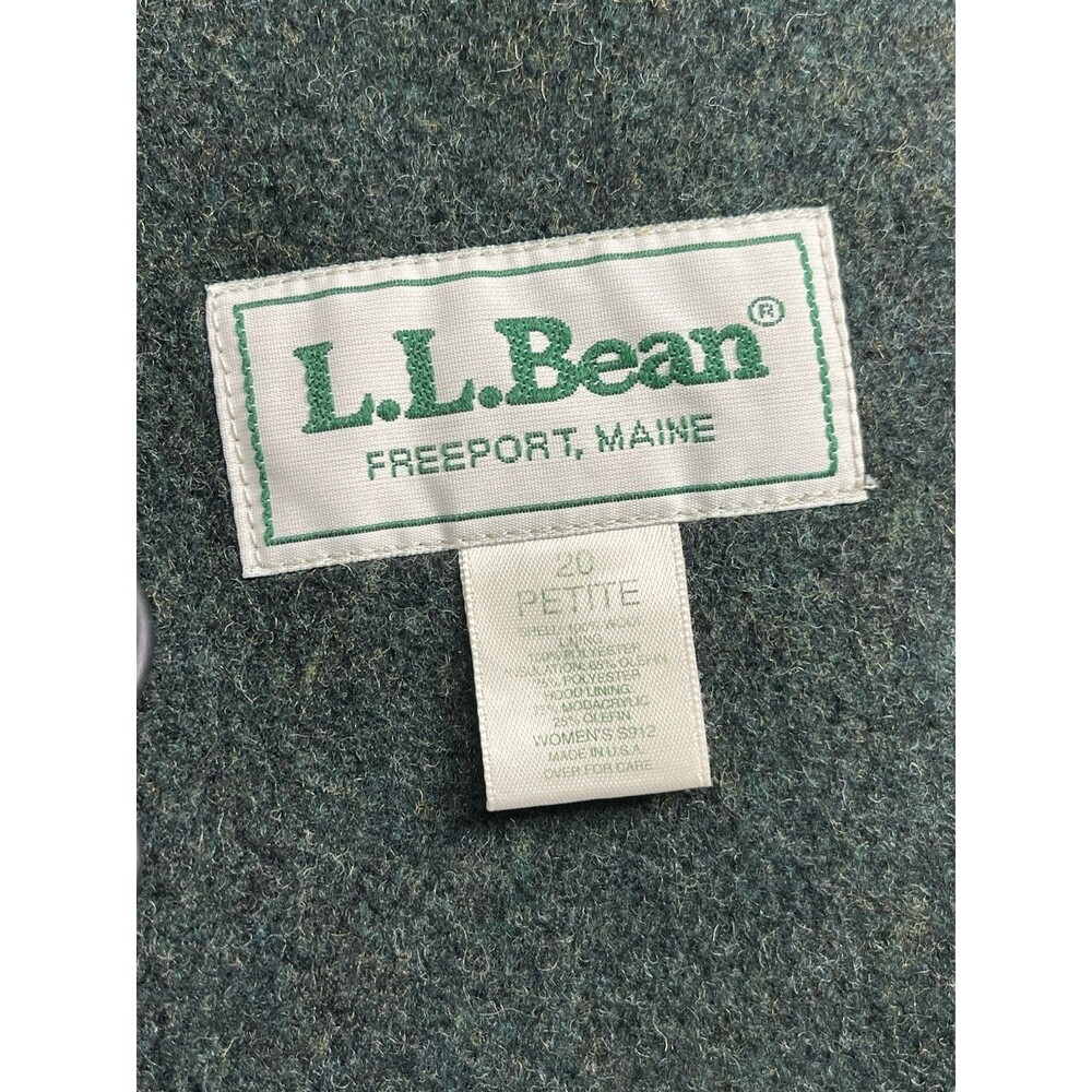 Vintage Women L.L.Bean Wool Duffel Coat Faux Fur-lined Hood Cuffs Size 20 Green - Picture 10 of 15